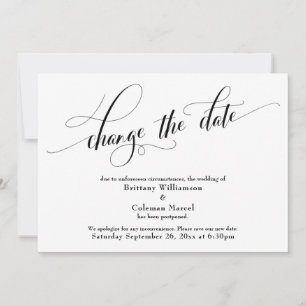 Élégant Modifier la date Faire-part Mariage blanc