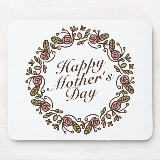 Elegant Moederdag Floral Wreath | Mousepad Muismat (Voorkant)