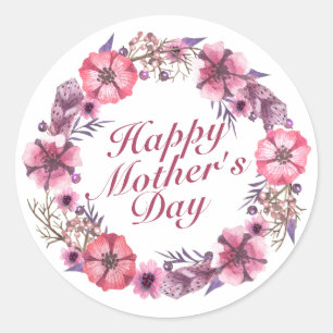 Elegant Moederdag Floral Wreath Sticker