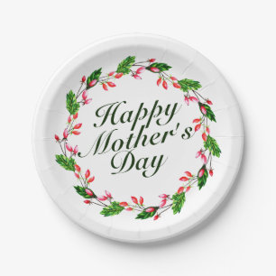 Elegant Moederdag Floral Wreatpaper Bord