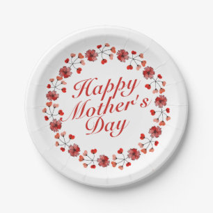 Elegant Moederdag Floral Wreatpaper Bord