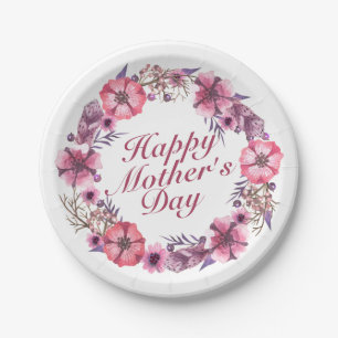 Elegant Moederdag Floral Wreatpaper Bord