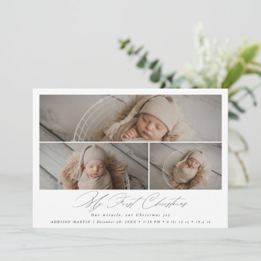 Élégant mon premier Faire-part photo bébé de Noël (Debout devant)