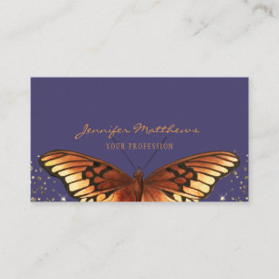Elegant Monarch Butterfly Glitter Visitekaartje