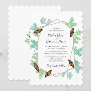 Elegant Monarch Butterfly Wedding Invitations Kaart