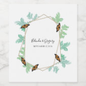 Elegant Monarch Butterfly Wedding Wijn Etiket (Enkel label)