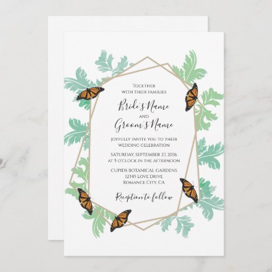 Elégant Monarque Papillon Mariage Invitations (Devant / Derrière)