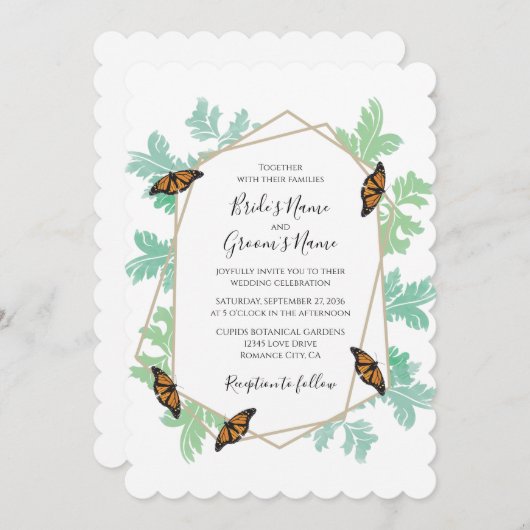Elégant Monarque Papillon Mariage Invitations (Devant / Derrière)