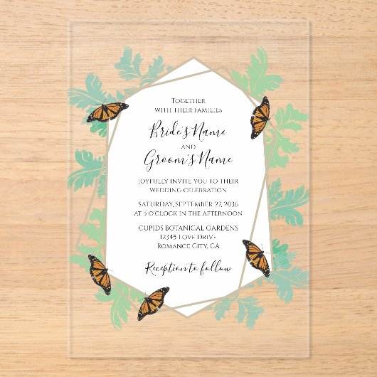 Elégant Monarque Papillon Mariage Invitations (Recto)