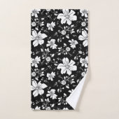 élégant monochrome motif floral noir (Serviette à main)