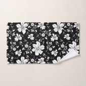 élégant monochrome motif floral noir (Serviette à main)