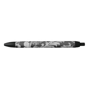 Elegant monochroom fleur patroon zwarte inkt pen