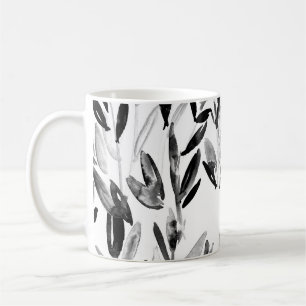 Elegant monochroom: natuurlijk bladeren patroon koffiemok