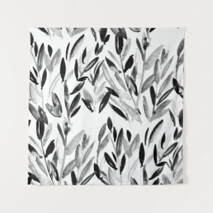 Elegant monochroom: natuurlijk bladeren patroon wandkleed