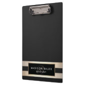 Elegant Monogam Striped Black and FAUX Gold Foil Klembord (Links)