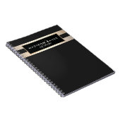 Elegant Monogam Striped Black and FAUX Gold Foil Notitieboek (Rechterzijde)