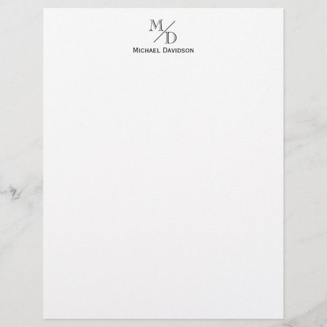Elegant Monogram 2 Initiaal Professional Formulier Briefhoofd (Voorkant)