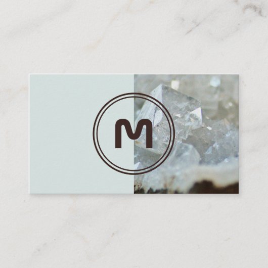 Elegant monogram 2-toonlichtkristaloppervlak visitekaartje (Voorkant)