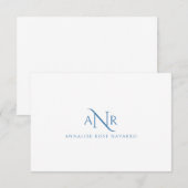 Elegant Monogram 3 Initial Name Blue Note Card Notitiekaartje (Voorkant / Achterkant)