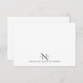 Elegant Monogram 3 Initial Name Note Card Notitiekaartje (Voorkant / Achterkant)