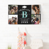 Elegant Monogram 4 Foto Afstuderen Afstuderen Spandoek (Insitu)