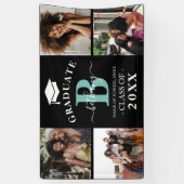 Elegant Monogram 4 Foto Afstuderen Afstuderen Spandoek (Verticaal)