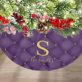 Elegant Monogram Aangepast Paars kerstfeest Kerstboom Rok