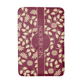 Elegant Monogram Aangepaste naam Leaf Daisy Burgun Badmat (Voorkant Verticaal)