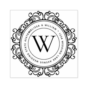 Elegant Monogram Adres Bruiloft Rubberstempel