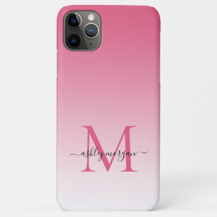 Elegant Monogram Afbeelding Naam Roze Ombre iPhone 11 Pro Max Hoesje