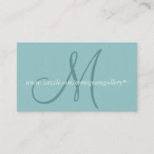 Elegant Monogram Aqua Visitekaartje (Achterkant)