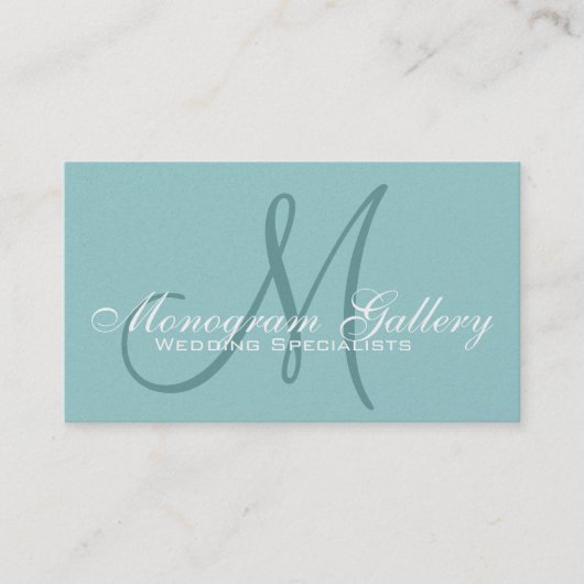 Elegant Monogram Aqua Visitekaartje (Voorkant)