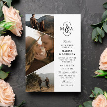 Elegant Monogram Asymmetrische Foto's Bruiloft