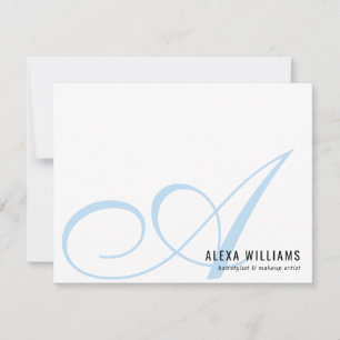 Elegant Monogram Baby Blauw Eenvoudig Bedrijf Notitiekaartje
