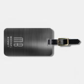 Elegant Monogram Black Bagagelabel (Voorkant horizontaal)