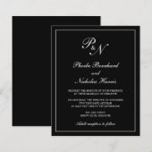 Elegant Monogram Black Budget Weddenschap Uitnodig (Voorkant / Achterkant)