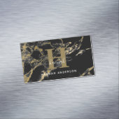 Elegant Monogram Black en Gold  Magnetisch Visitekaartje (Voorbeeld)