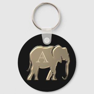 Elegant Monogram Black en Gold Sleutelhanger