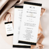 Elegant Monogram Black en Gold Wedding Programma