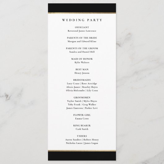 Elegant Monogram Black en Gold Wedding Programma (Achterkant)