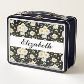 Elegant Monogram Black en White Daisy Pattern (Voorkant)