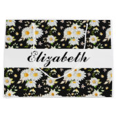 Elegant Monogram Black en White Daisy Pattern Groot Cadeauzakje (Voorkant)