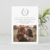 Elegant Monogram Black en White Formal Wedding Kaart (Staand voorkant)