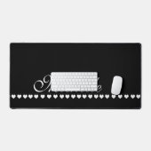 Elegant Monogram Black en White Hearts Bureaumat (Keyboard & Muis)