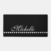 Elegant Monogram Black en White Hearts Bureaumat (Voorkant)