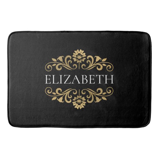 Elegant Monogram Black Gold Bath Mat (Voorkant)