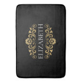 Elegant Monogram Black Gold Bath Mat (Voorkant Verticaal)