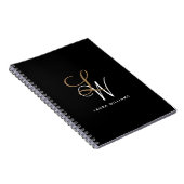 Élégant Monogram Black Gold Carnet Script (Côté Droit)