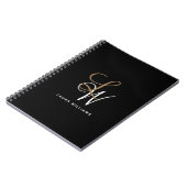 Élégant Monogram Black Gold Carnet Script (Côté gauche)