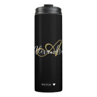 Elegant Monogram Black Gold Chic Script Name Thera